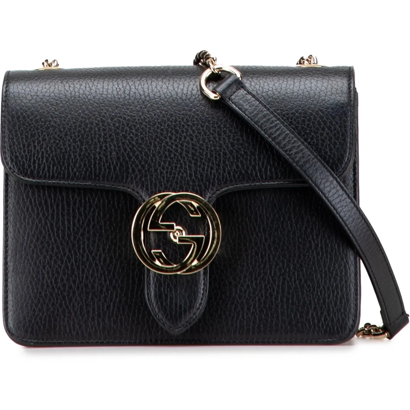 Gucci Schultertasche Small Dollar Calfskin Interlocking G Crossbody schwarz