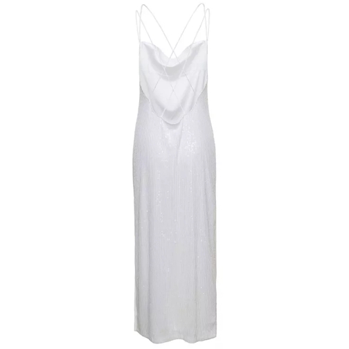 Rotate White Maxi Dress With Draped Neckline And All-Over White 