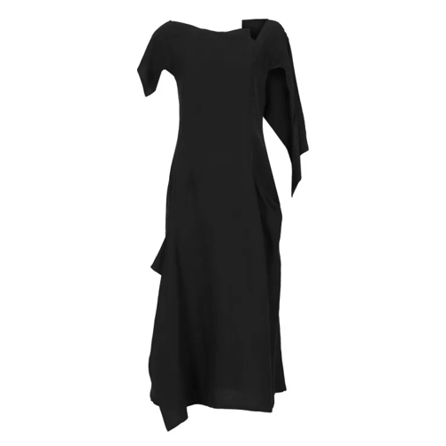 Yohji Yamamoto Black Linen Blend Dress Black 