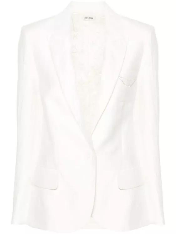 Zadig & Voltaire - Vow Single-Breasted Crinkled Blazer - Größe 40 - white