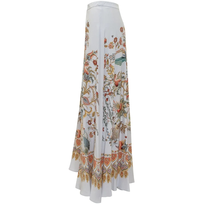 Etro Maxirock Gonna Lunga con Stampa Floreale weiß(Image 3)