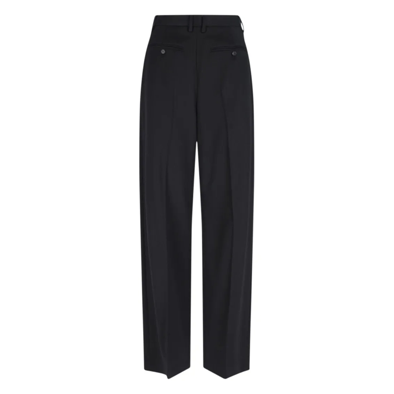 MM6 Maison Margiela  High-Waisted Black Tailored Pants With Wide-Leg Si Black