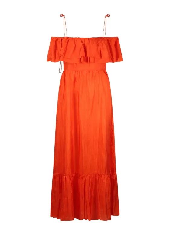 The Rose Ibiza - Ruffled Silk Long Dress - Größe S - orange