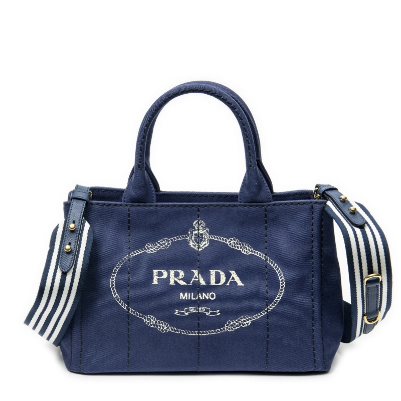 Prada Crossbody Bag Small Canapa Tote blau