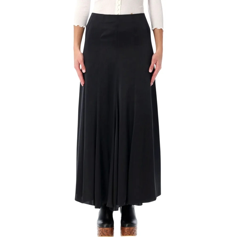 Chloé Minirok Black Silk Satin Maxi Skirt Black