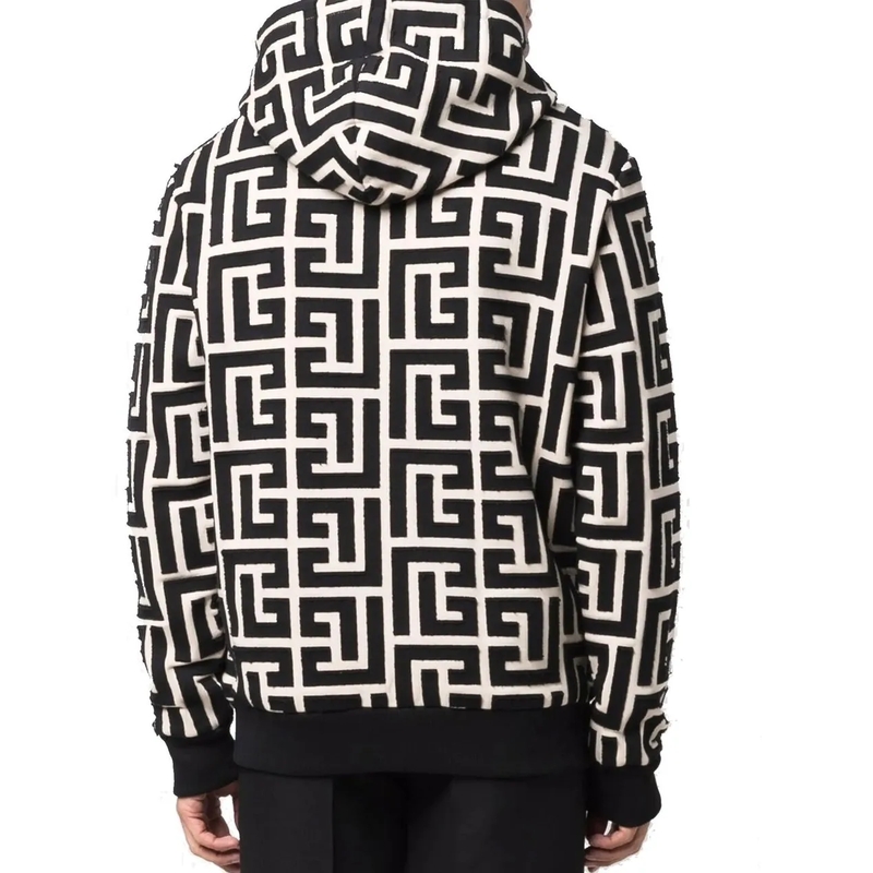 Balmain  Balmain Monogrammed Hooded Sweatshirt beige(Image 3)