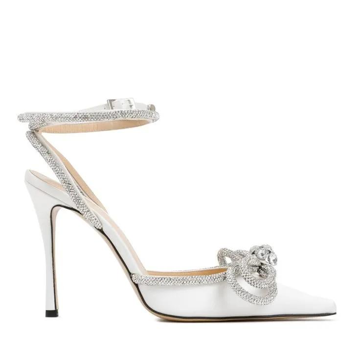 Mach&Mach Pumps & High Heels - White Silk Double Bow High Heels - Gr. 39,5 (EU) - in Weiß - für Damen