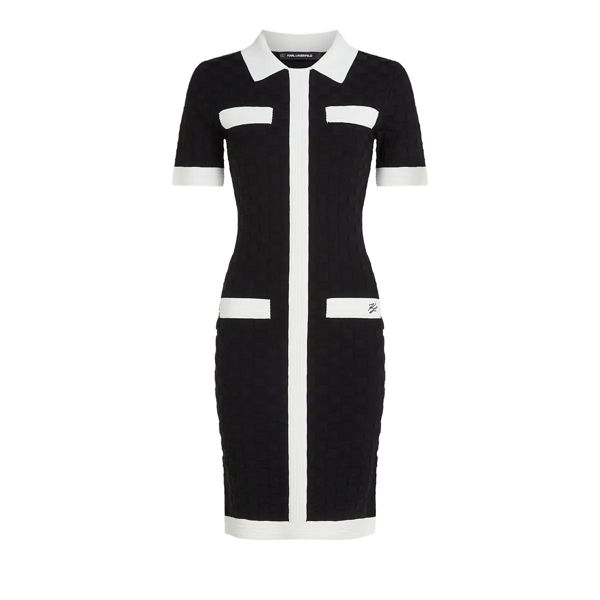 Thumbnail - Karl Lagerfeld - POLOKLEID MIT KONTRASTIERENDER PASPELIERUNG - Größe S - schwarz