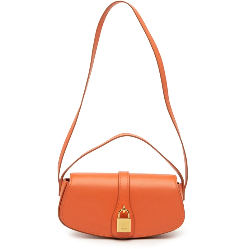 Celine Schultertasche Smooth Calfskin Tabou Clutch on Strap orange