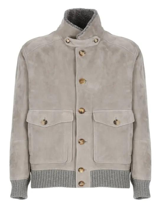 Brunello Cucinelli - Suede Leather Jacket - Größe M - grau