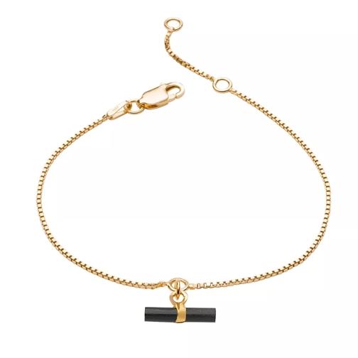 Rachel Jackson London 22K Plated Mini Onyx T-Bar Bracelet gold Braccialetti
