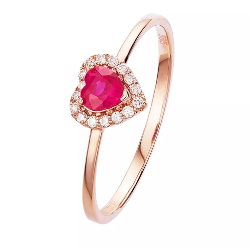 BELORO 0,29ct Ruby with 0,09ct Diamond Ring Rose Gold Diamantring