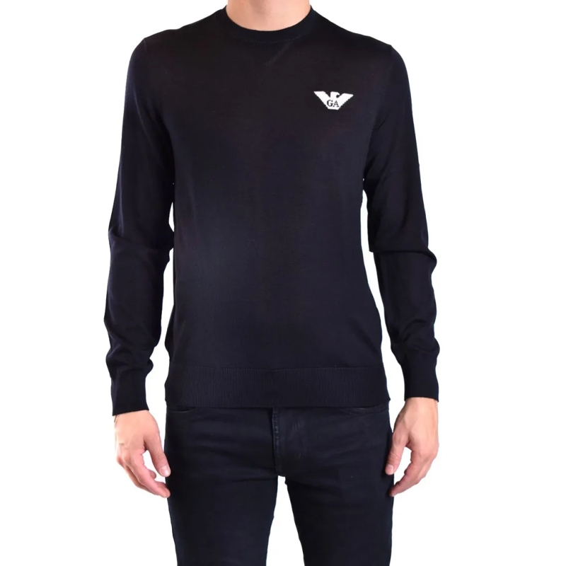 Emporio Armani Pull Crew Neck Knitwear With Ribbed Hem Black