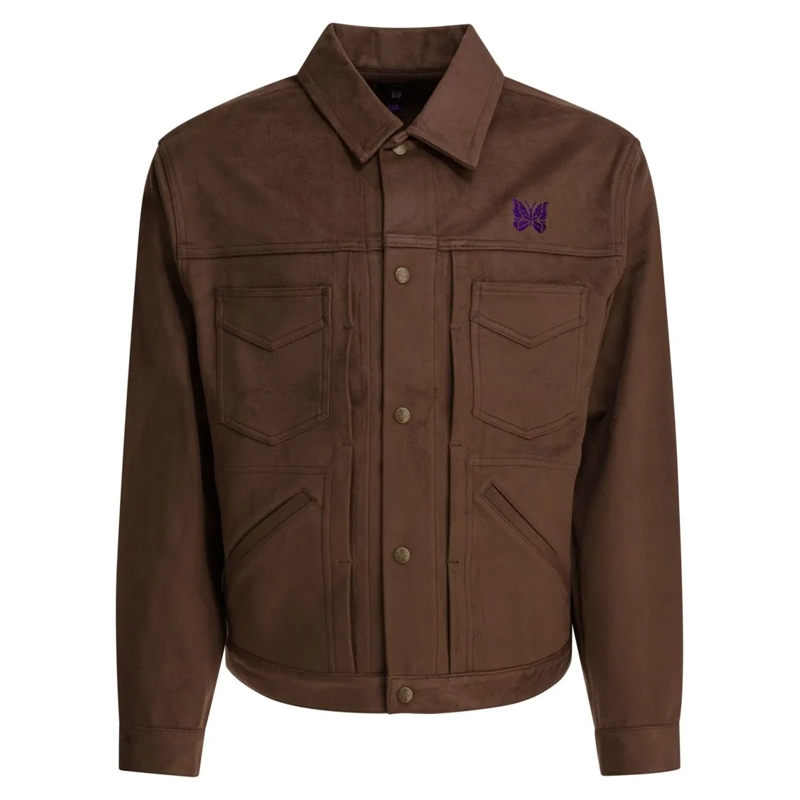 Needles  Wide Silhouette Synthetic Suede Overshirt Jacket Black