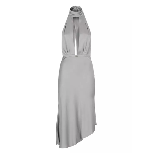 Elisabetta Franchi Satin Dress With Asymmetric Skirt Grey 