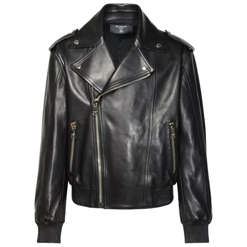 Balmain Leather Jacket Black 