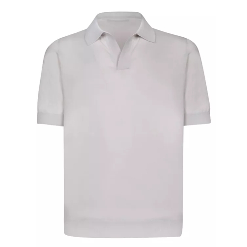 Dell'oglio Short Sleeve Feather Cotton Polo White 