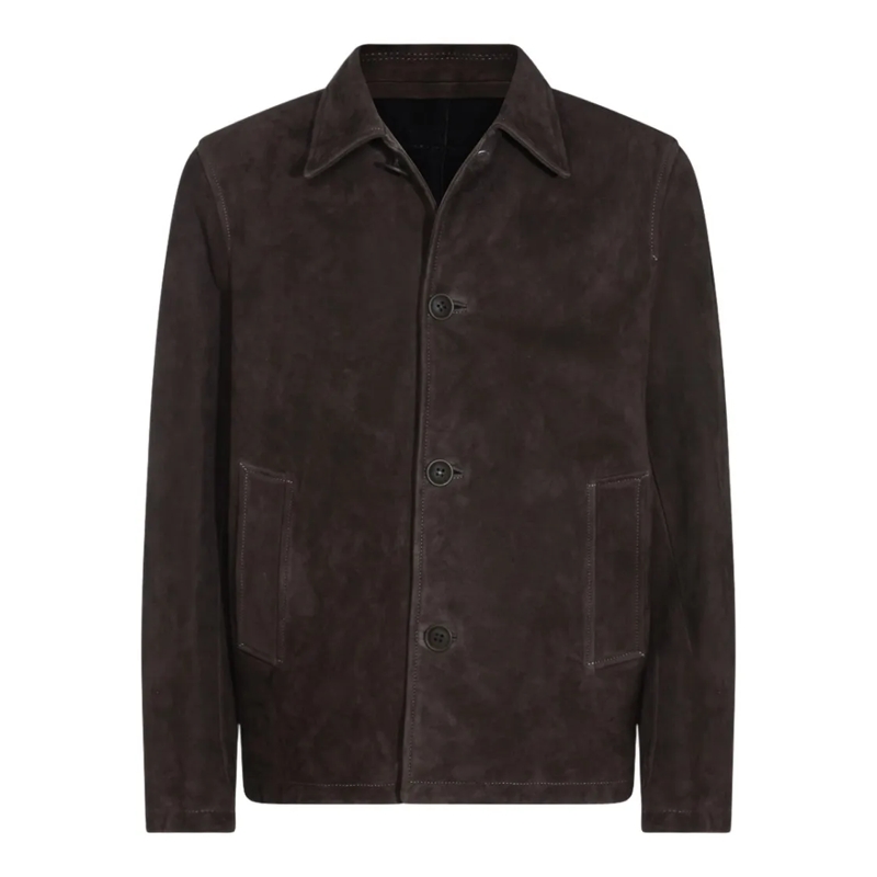 Salvatore Santoro  Dark Suede Jacket With Classic Collar And Black