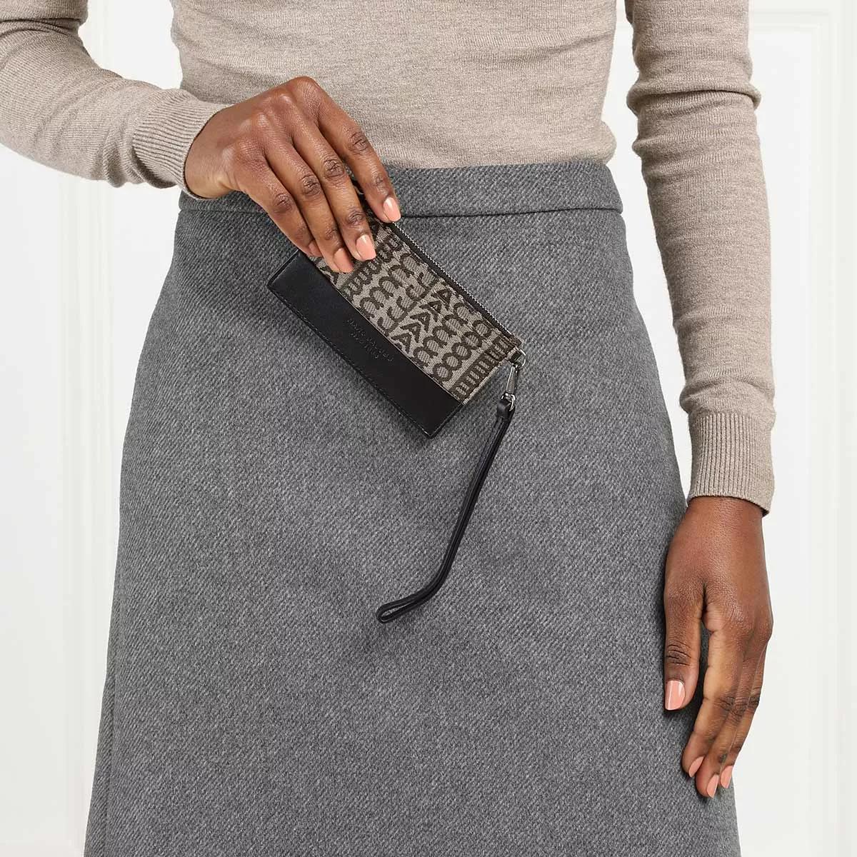 Marc Jacobs The Monogram Top Zip Wristlet Beige Multicolor 