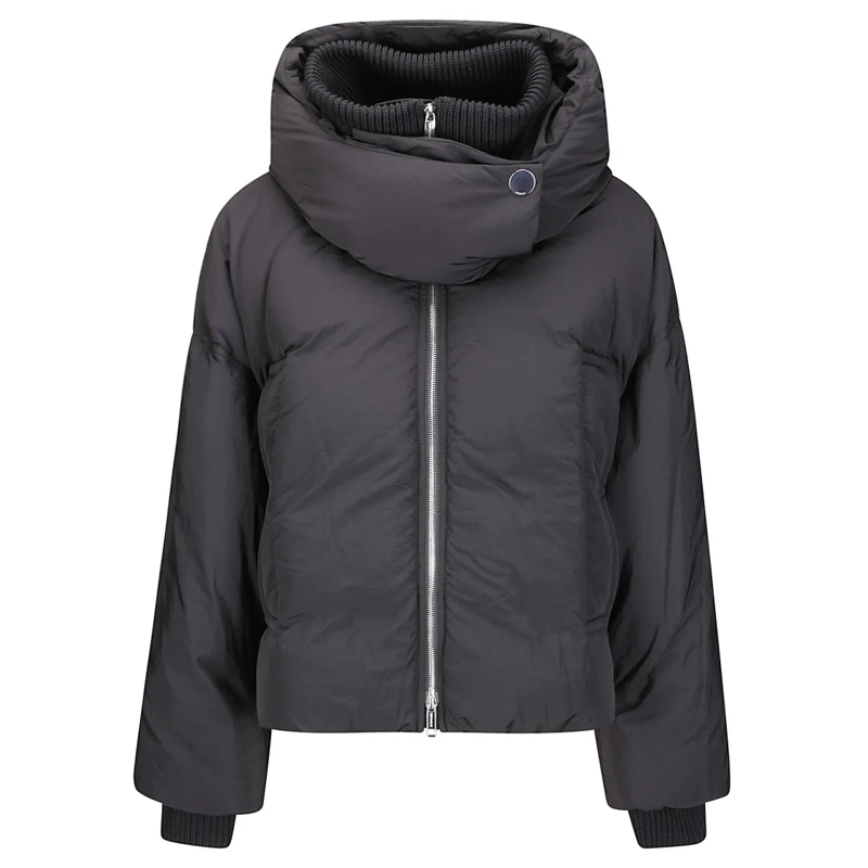 Sportmax Blouson aviateur Bomber Jacket With High Collar And Removable Hood Black