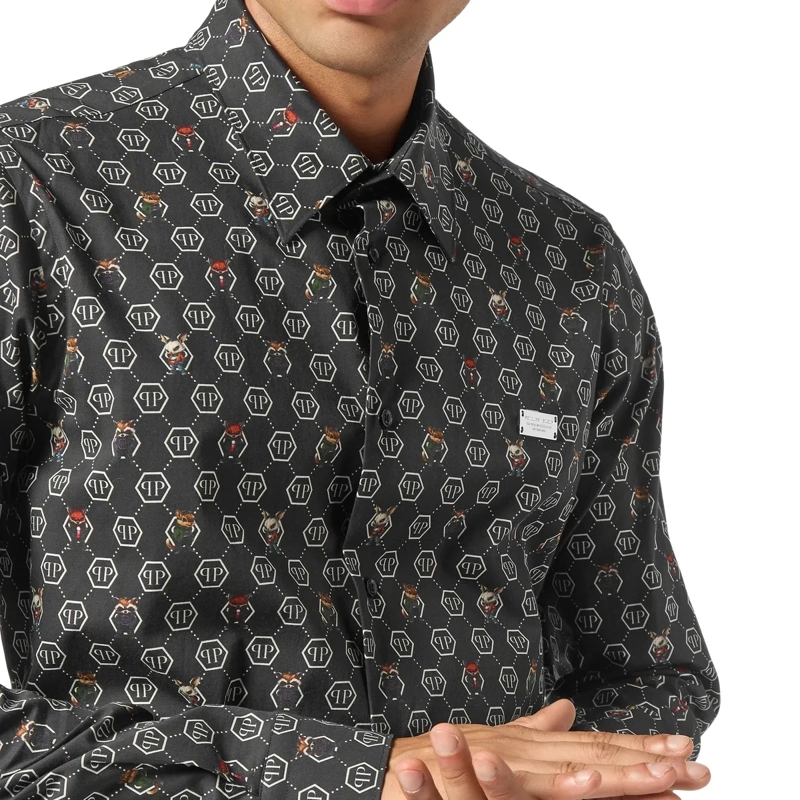 Philipp Plein Hemd Hemd Sugar Daddy Cut Ls Monogram schwarz(Image 5)