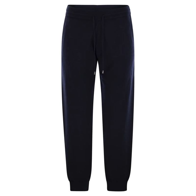 Mc2 Saint Barth Pantalon de costume Merino Wool Knitted Trousers Blue