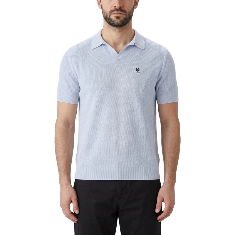 Belstaff T-Shirt Poloshirt aus Seide und Baumwolle blau(Image 6)