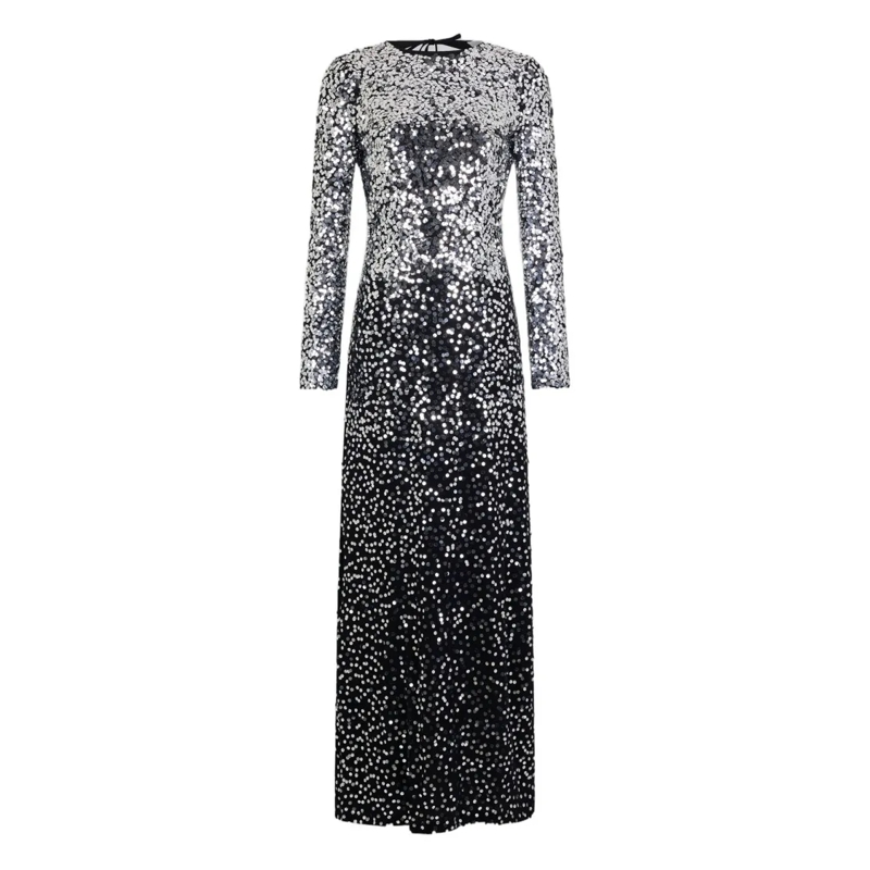 Paco Rabanne Midi-jurk Gradient Silver Sequin Long Dress Silver