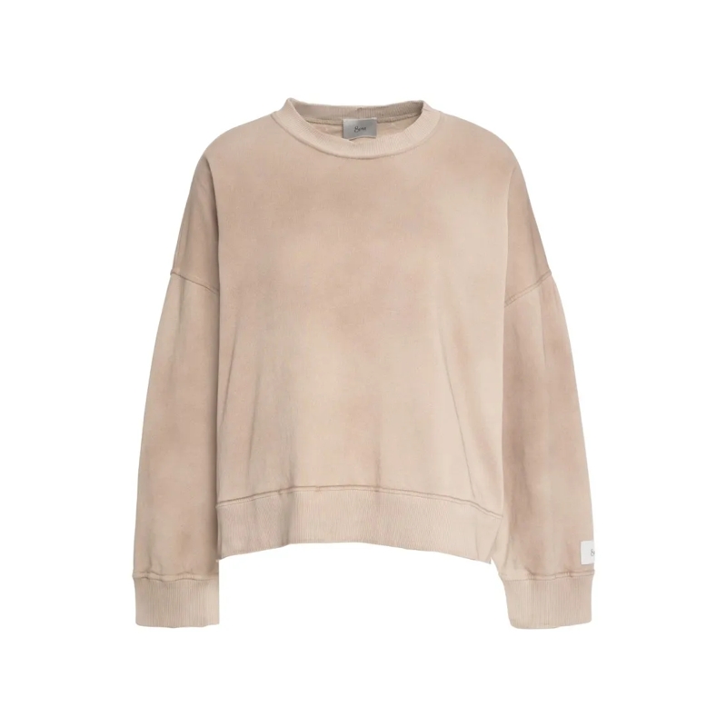 8Pm  Relaxed Fit Cotton Sweatshirt With Ribbed Accents Neutrals