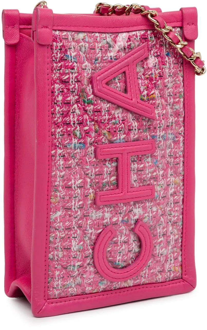 Thumbnail - Chanel Hobo Bags - Tweed and PVC Phone Clutch with Chain - Gr. unisize - in Gold - für Damen