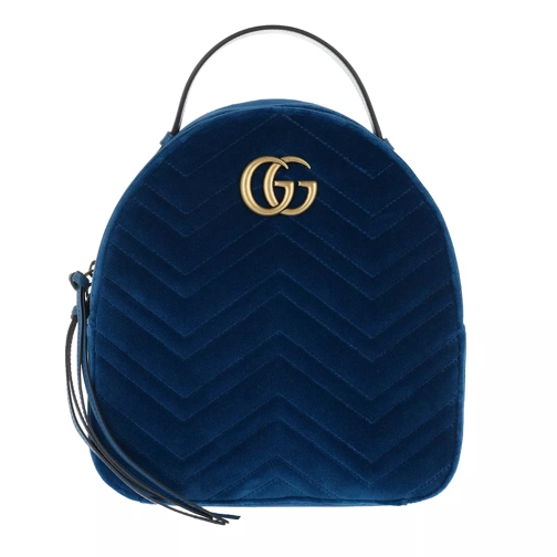 Gucci GG Marmont Velvet Backpack Cobalt Rucksack