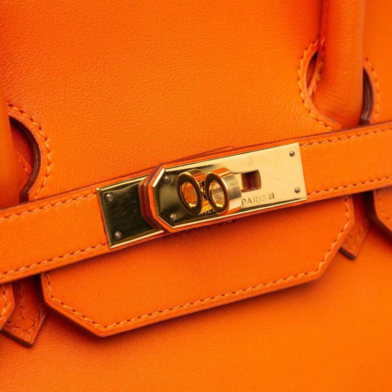 Hermès Totes & shoppers Swift Birkin Retourne 35 in oranje