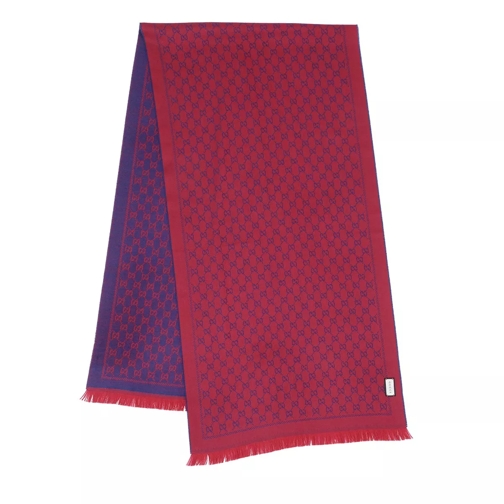 Gucci New Sten Scarf Red Blue Wollen Sjaal