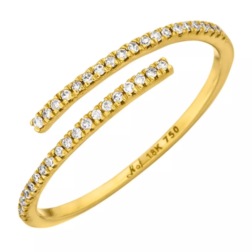 Leaf Ring Open with Diamonds 18K Yellow Gold Diamantring
