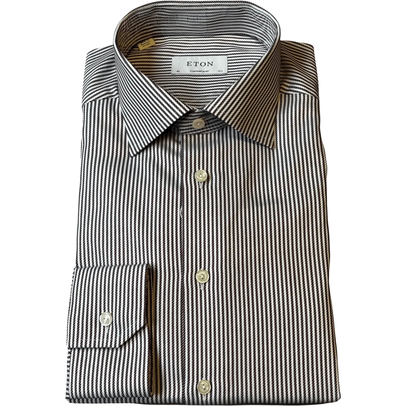 Eton  Eton Striped Signature Twill Shirt Lange Mouw Over grau