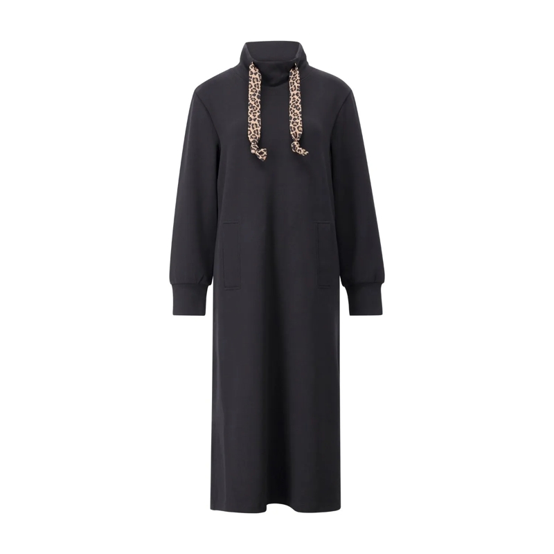 Marc Cain  Midikleid mit Stehkragen Schwarz