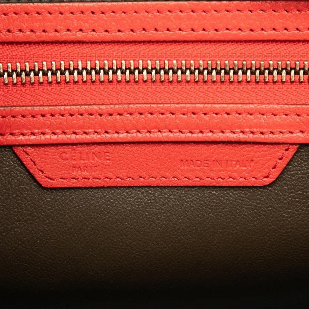 Thumbnail - Celine Shopper - Micro Bicolor Calfskin Luggage Tote - Gr. unisize - in Rot - für Damen