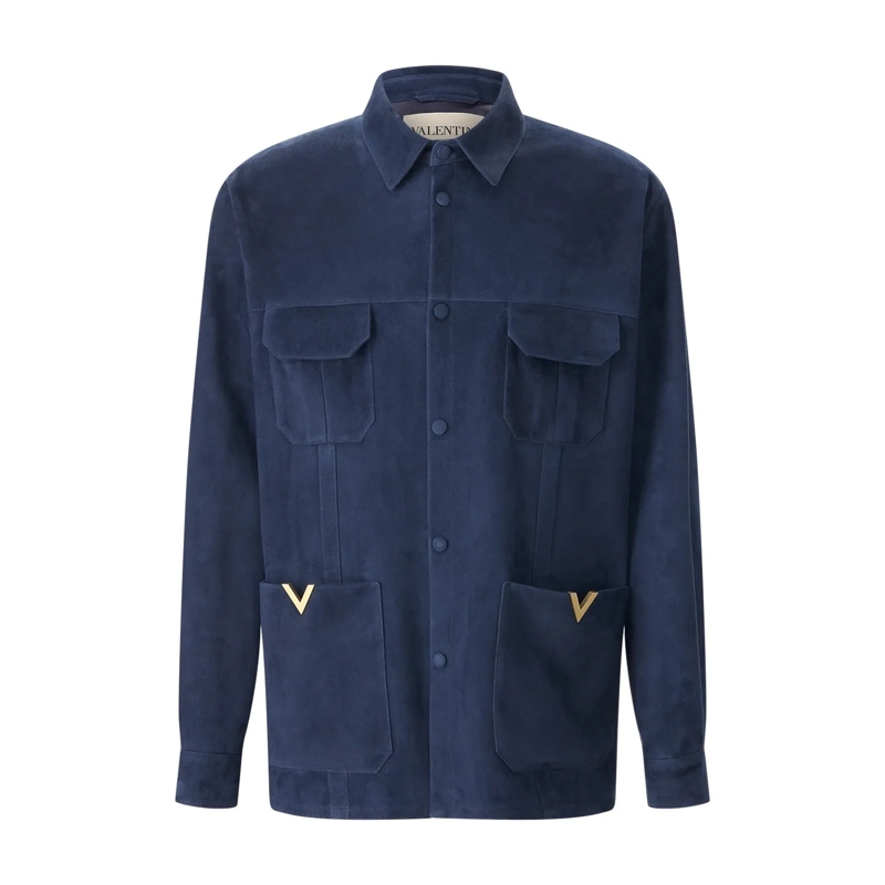 Valentino Garavani Übergangsjacke Jacke aus Veloursleder dunkelblau