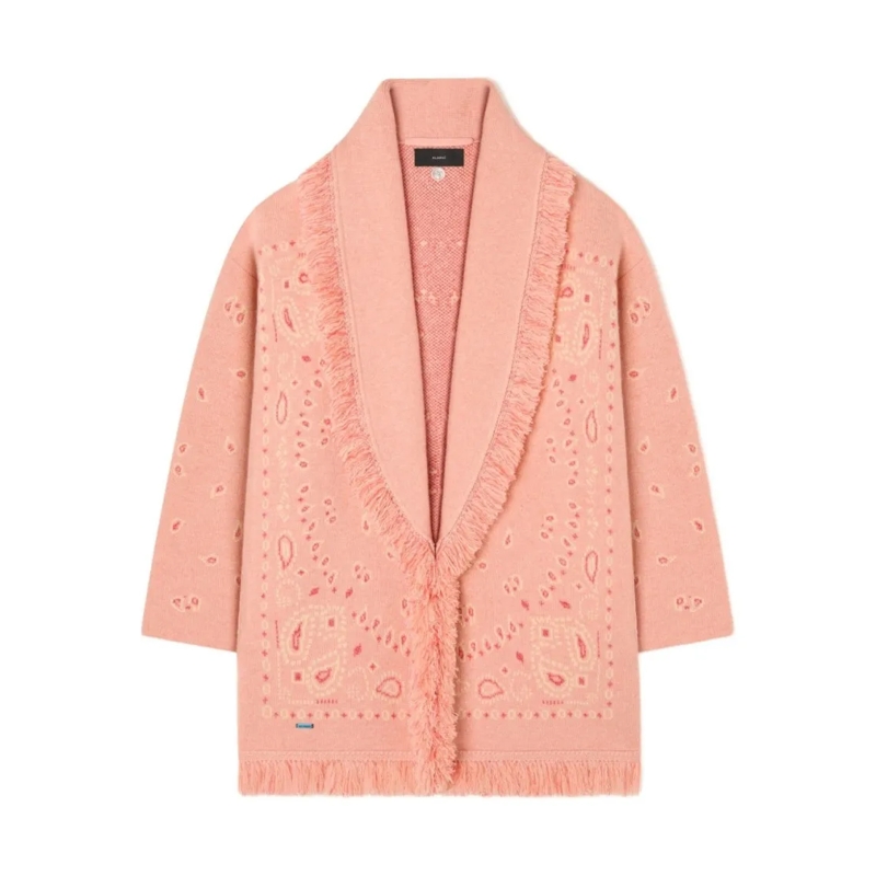Alanui Strickjacke Bandana Jacquard Cardigan Pink