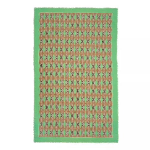 Gucci Scarf With Contrasting Edge Camel/Dark Green Tunn sjal