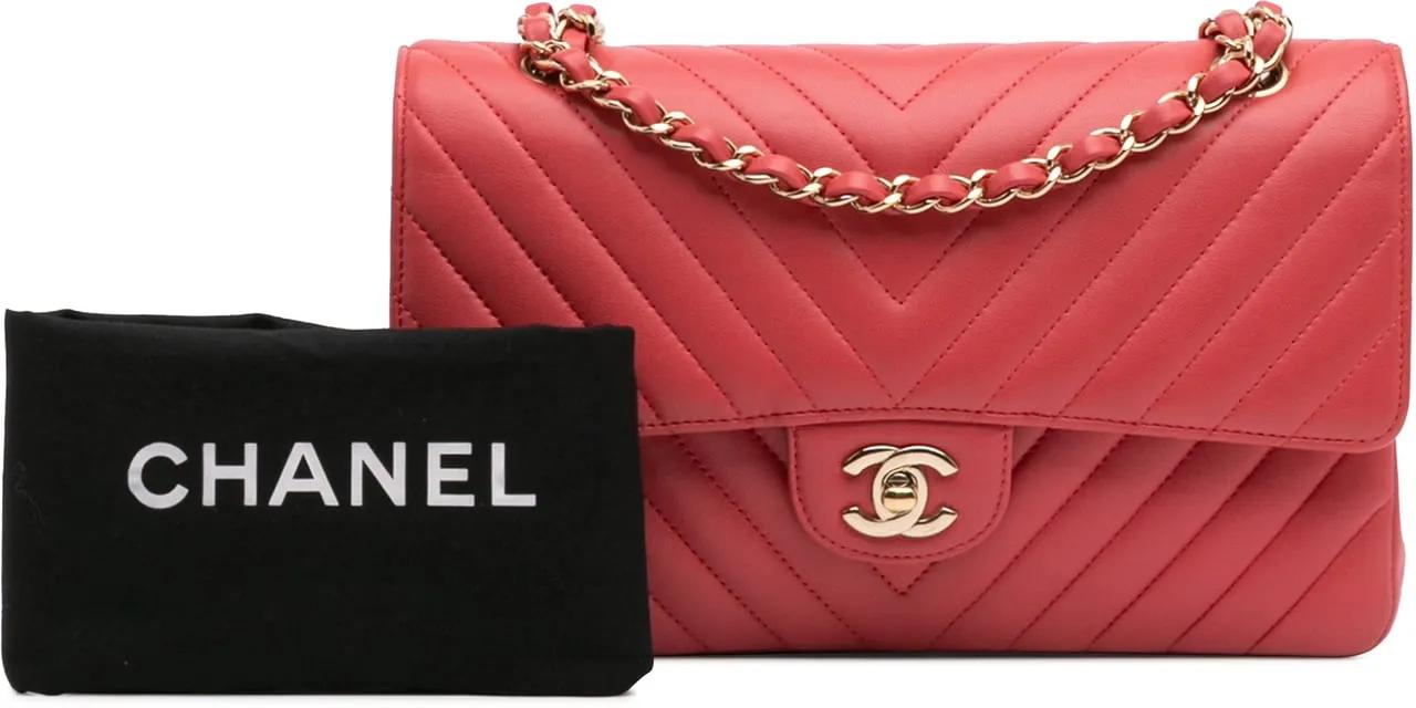 Thumbnail - Chanel Hobo Bags - Medium Classic Chevron Lambskin Double Flap - Gr. unisize - in Rot - für Damen