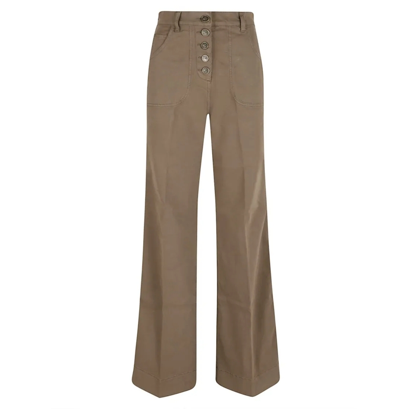 Etro Jeans High-Waisted Wide Leg Jeans With Embroidered Detai Brown