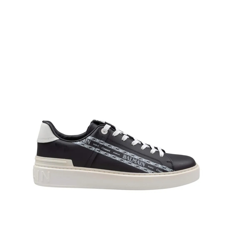 Balmain Low-Top-Sneaker B-Court Black Leather Sneakers With Logo Pink