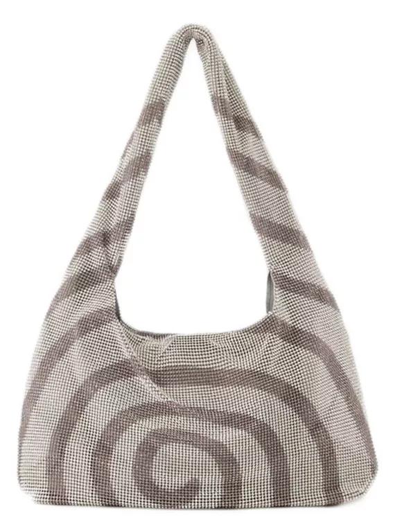 Kara Shopper - Crystal Mesh Hobo Bag  - Grey - Brass - Gr. unisize - in Grau - für Damen