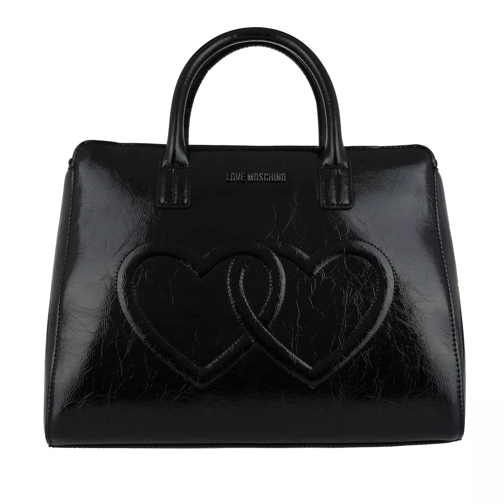 Love Moschino Metallic Handle Bag Heart Nero Draagtas