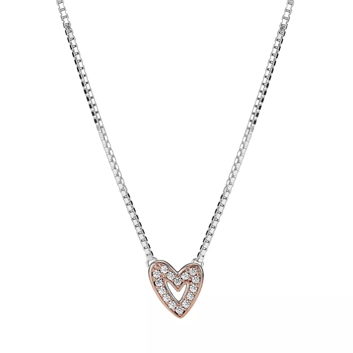 Pandora Funkelndes Freihand-Herz Halskette Sterling silver and 14k rose gold-plated Short Necklace