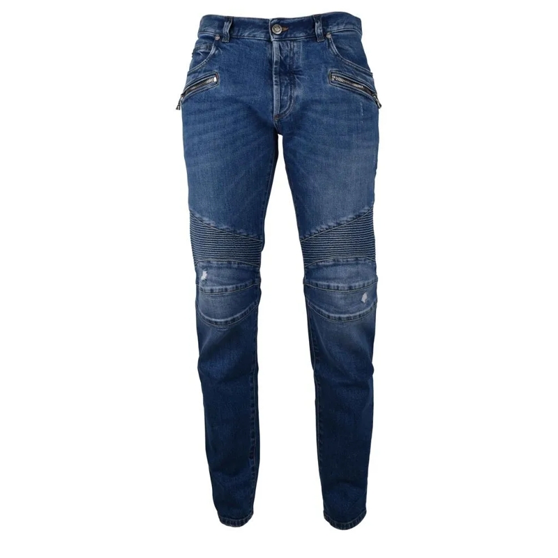 Balmain Jeans Tapered Distressed Blue Jeans Black