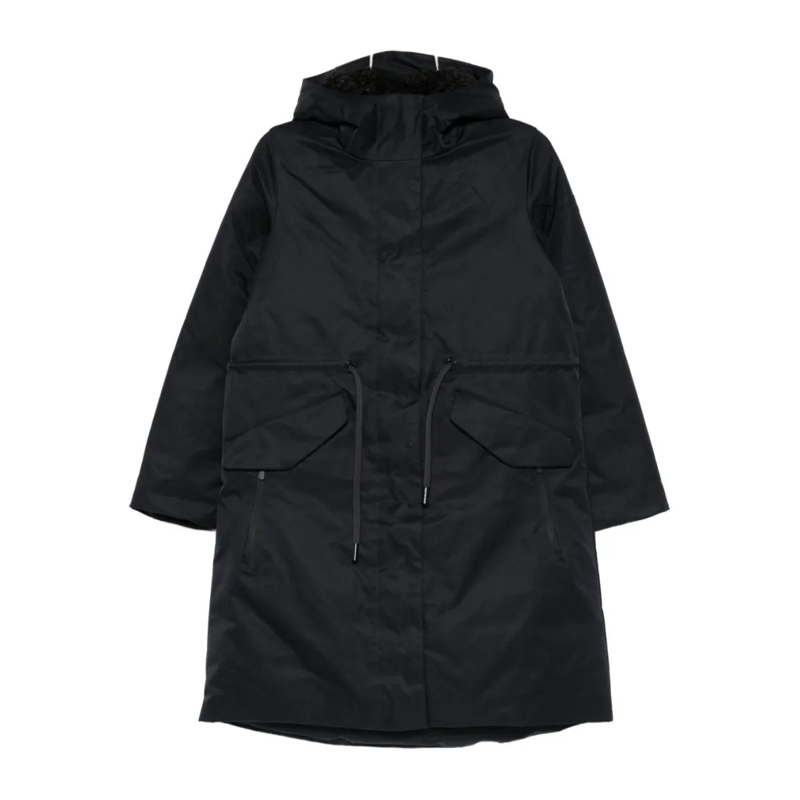 Save the Duck Parka Mid-Length Black Coat With Adjustable Hood Black