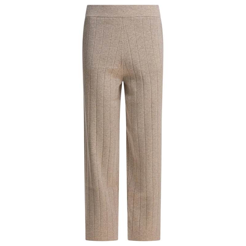 Max Mara  Plush Cashmere Trousers With Ribbed Waistband Neutrals