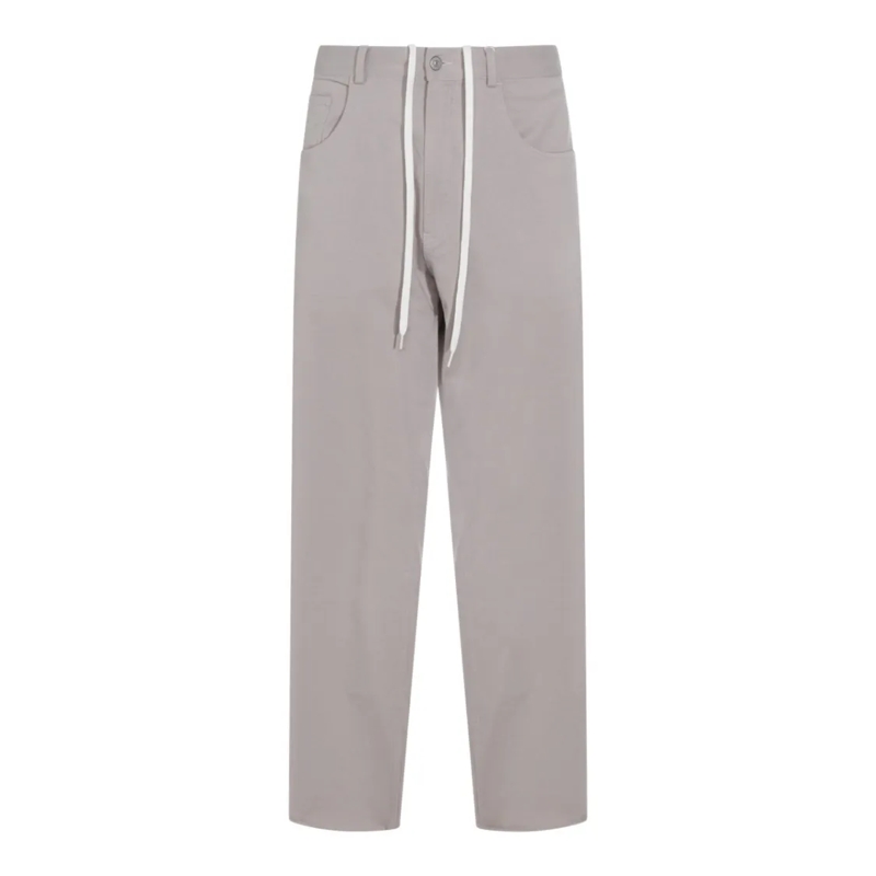 MM6 Maison Margiela Pantalon Straight-Leg Trousers With Structured Waistband Grey